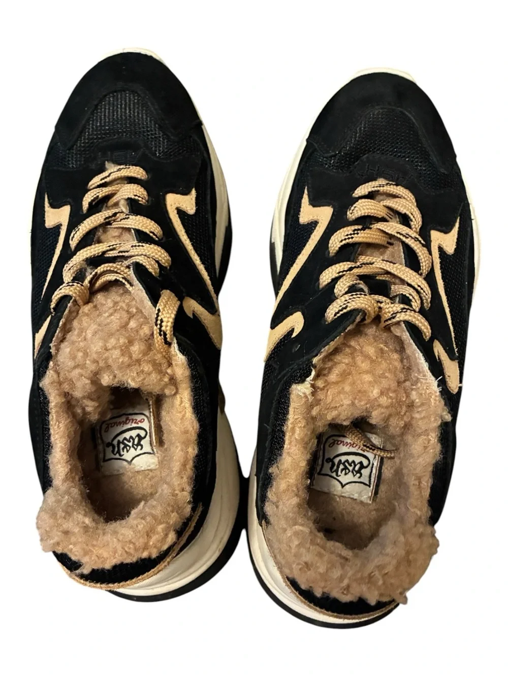 ASH Addict Fur Black Chunky Sneakers Size 38